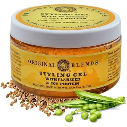Natural Hair Gel with Flaxseed & Soy Protein - Non-Flaking, Firm or Light Hold for All Hair Types - Hair Product for Adults & Children - (18.34 Fl Oz Jar)