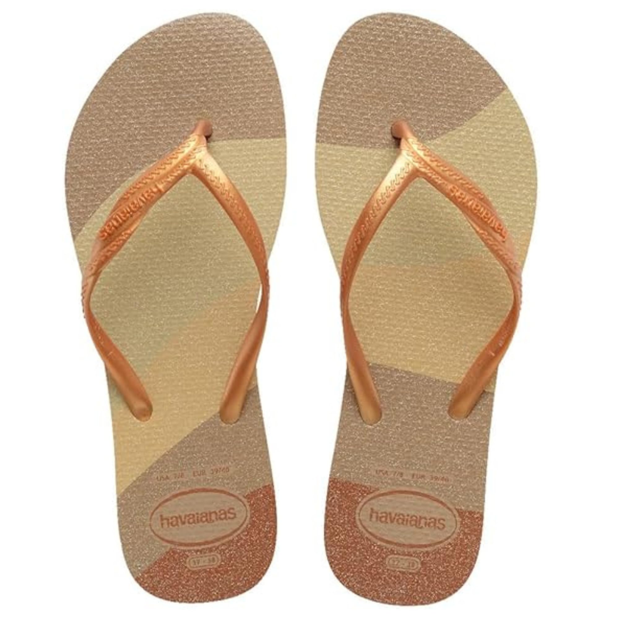 Havaianas Fantasia Gloss Women FlipFlop Rose Gold 3.5/4 UK