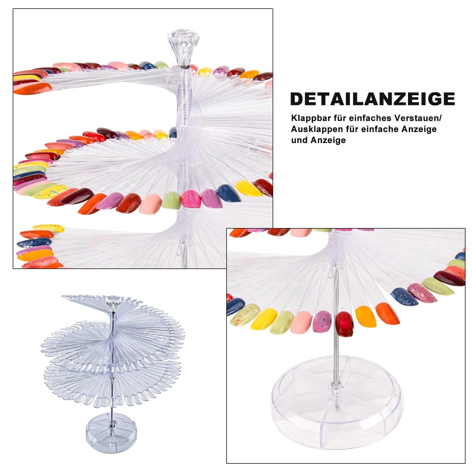 120 pezzi suggerimenti per espositori per unghie, espositore per unghie, per nail art, per la pratica, per la casa, fai da te, a spirale, per smalto gel UV (trasparente, rotondo)