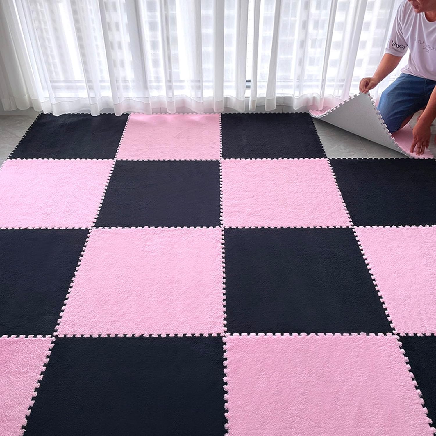 Carreaux de sol en peluche carrée pour chambre d'enfant