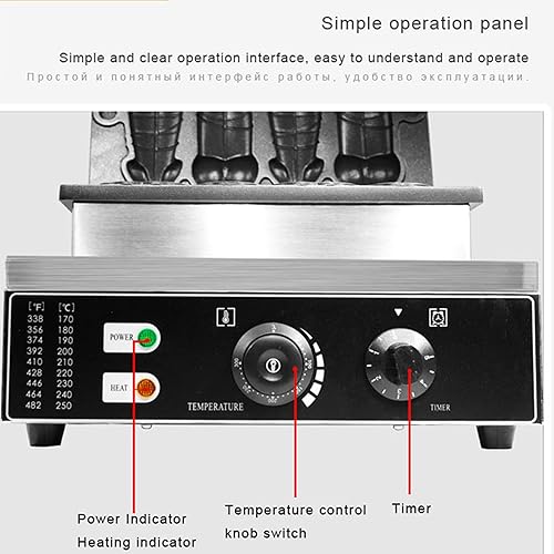 Miniatura 5 de Máquina comercial de gofres de pene de 110 V con enchufe de EE. UU., divertido diseño creativo de perritos calientes, 4 piezas antiadherentes,