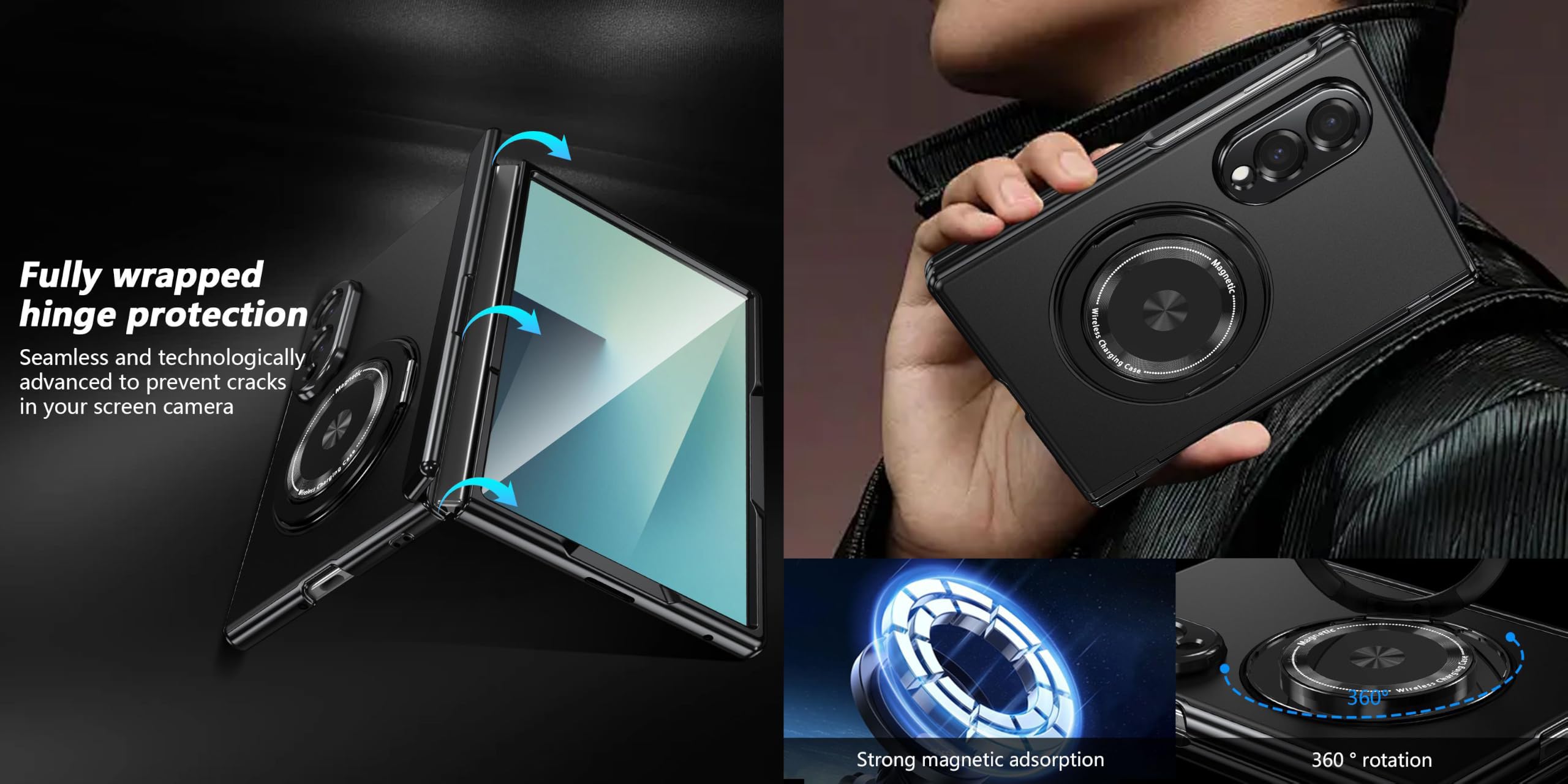 Coque de Téléphone Portable en Métal pour Samsung Galaxy Z Fold8. Galaxy Z Fold 8 Étui pour Téléphone Portable à Écran Pliant. Housse à Charnière. Support Magnétique Rotatif, Case
