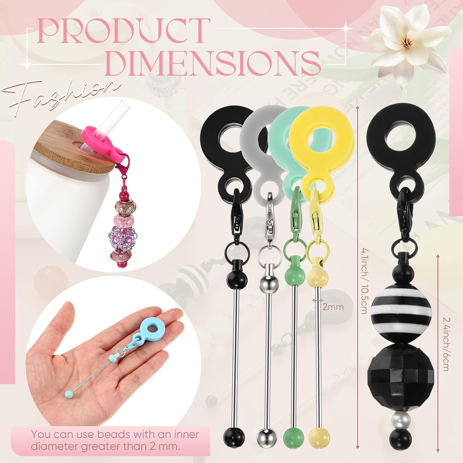 Sayglossy Beadable Tumbler Straw Charm Adapters image 2