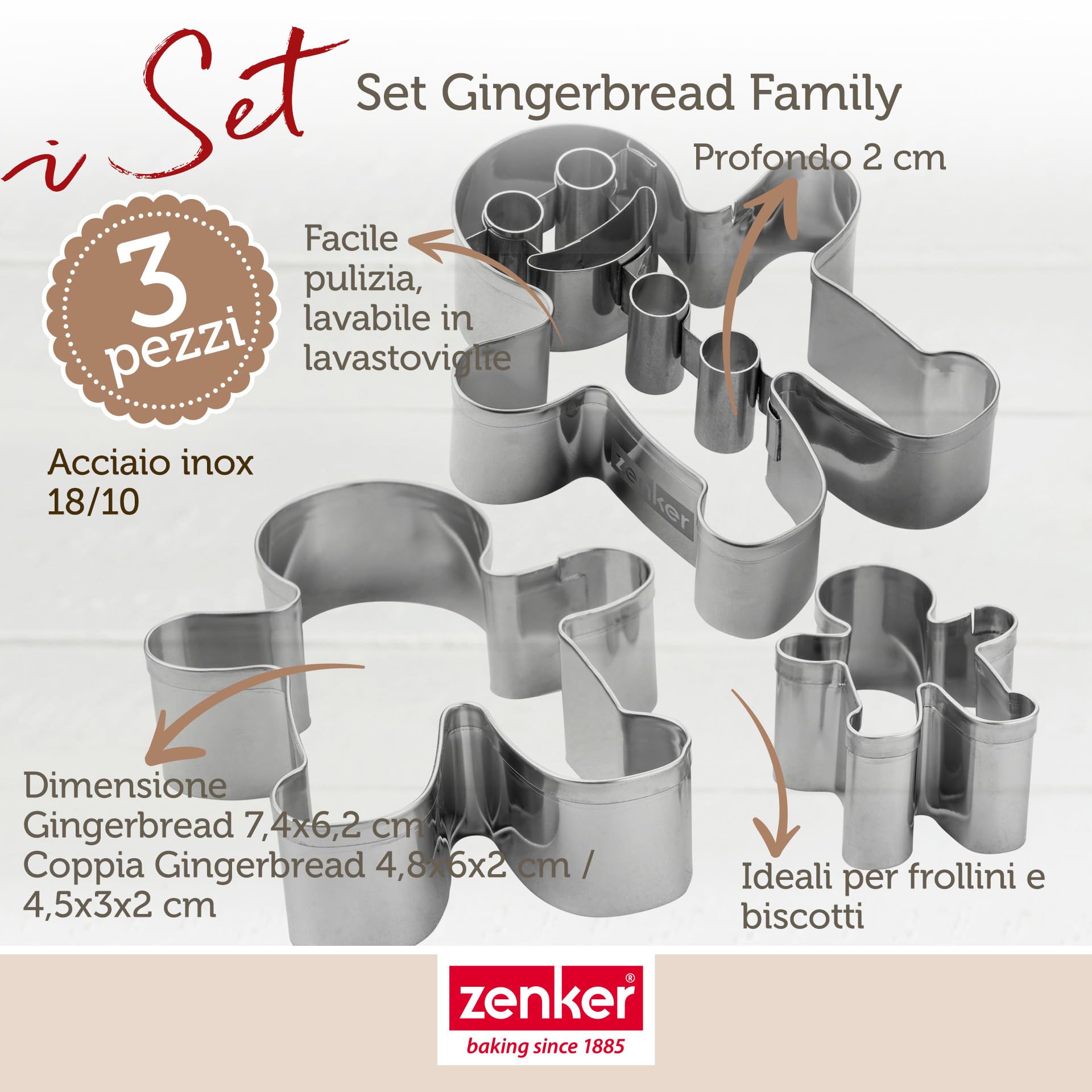 Zenker Tagliapasta A Forma Di Cervo In Acciaio Inox 18/0 - 69x46x26 Mm - Ideale Per Biscotti Con I Bambini - Lavabile In Lavastoviglie