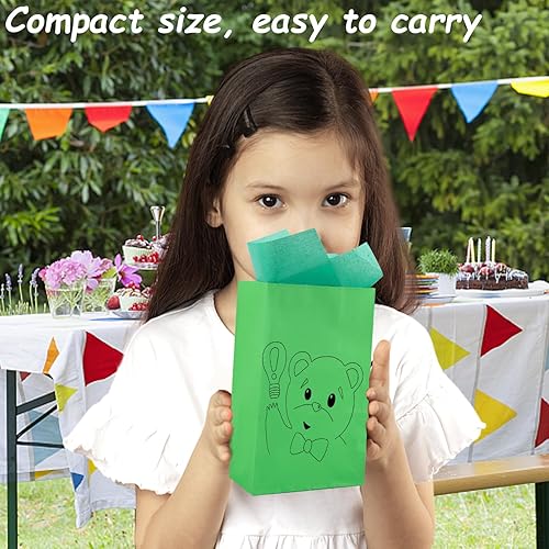 Miniatura 5 de JOHOUSE 58 bolsas de regalo de papel, coloridas bolsas de dulces a granel de color caramelo para niños, bolsas de recuerdos de fiesta para