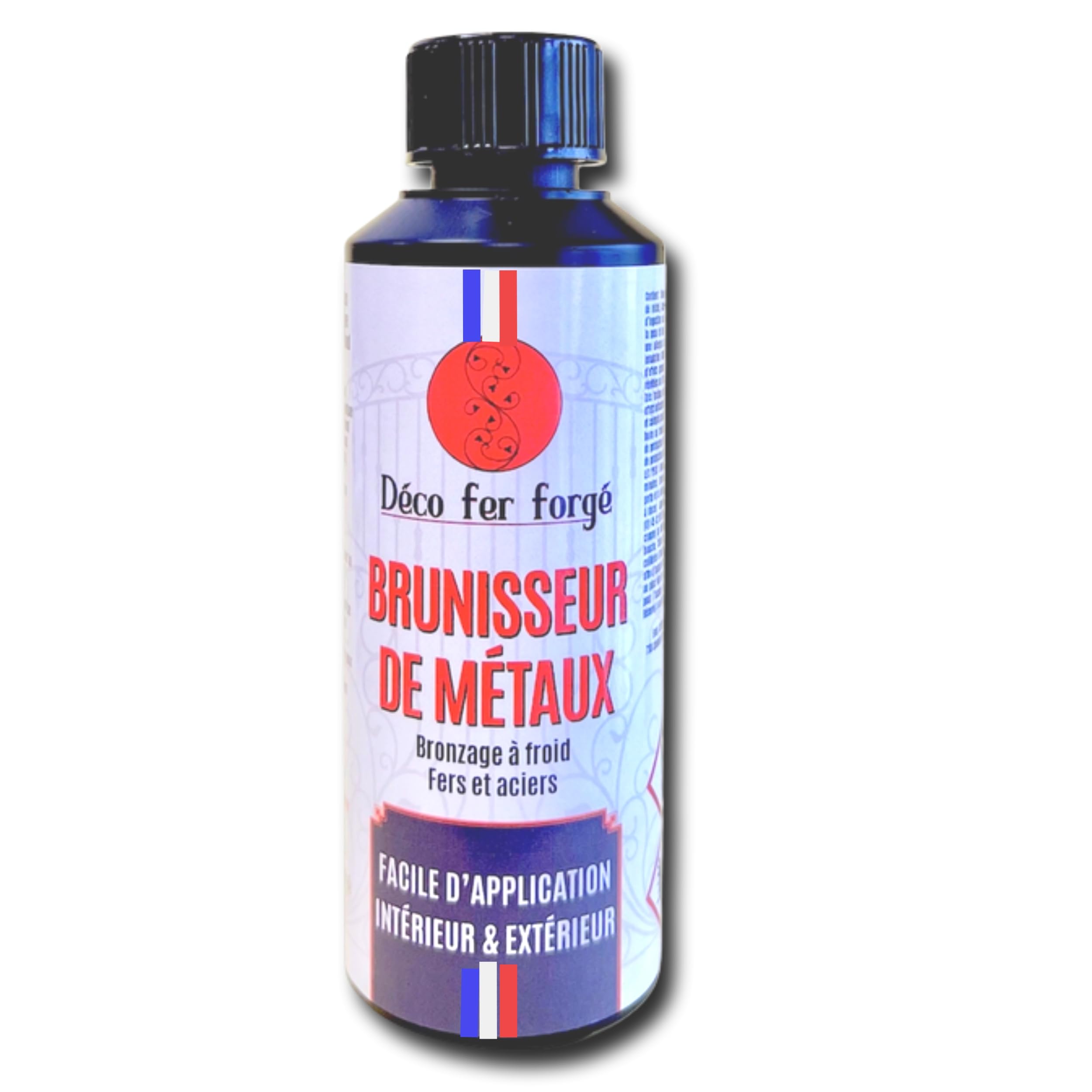 DECO FER FORGE : Brunisseur Métaux ultra efficace – Noir durable pour Fer Acier Laiton Bronze Cuivre – 25 cl de liquide concentré à froid –Made in France- Entretien Rapide Résultat Puissant et Net.