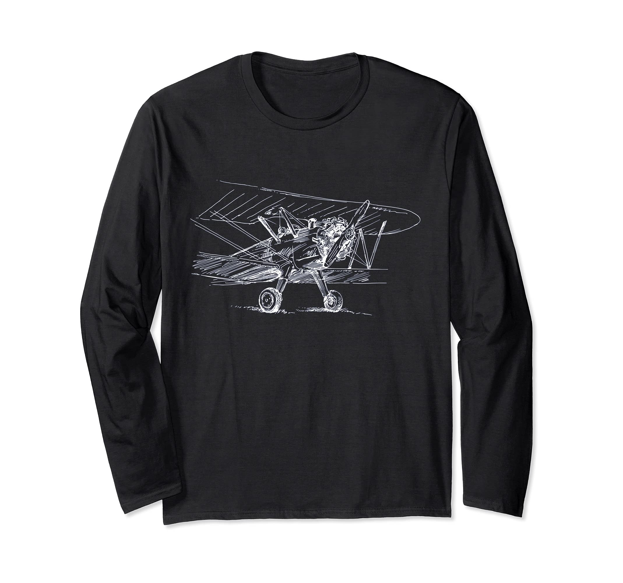 Vintage Plane - Retro Airplane - Airport - Pilot - Aviator Long Sleeve T-Shirt, Black