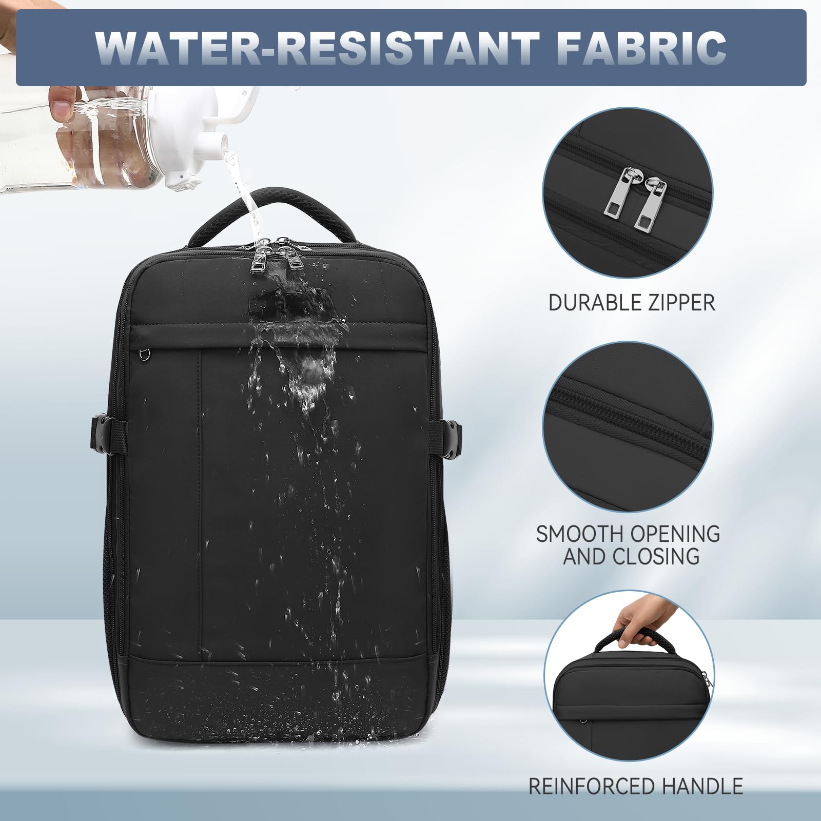 Lossga Sac a Dos Voyage Cabine Avion 40x30x20 Bagages Cabine pour Ryanair avec Poche Antivol Unisexe Sac de Voyage Résistant Bagage à main 24L Sac de Cabine