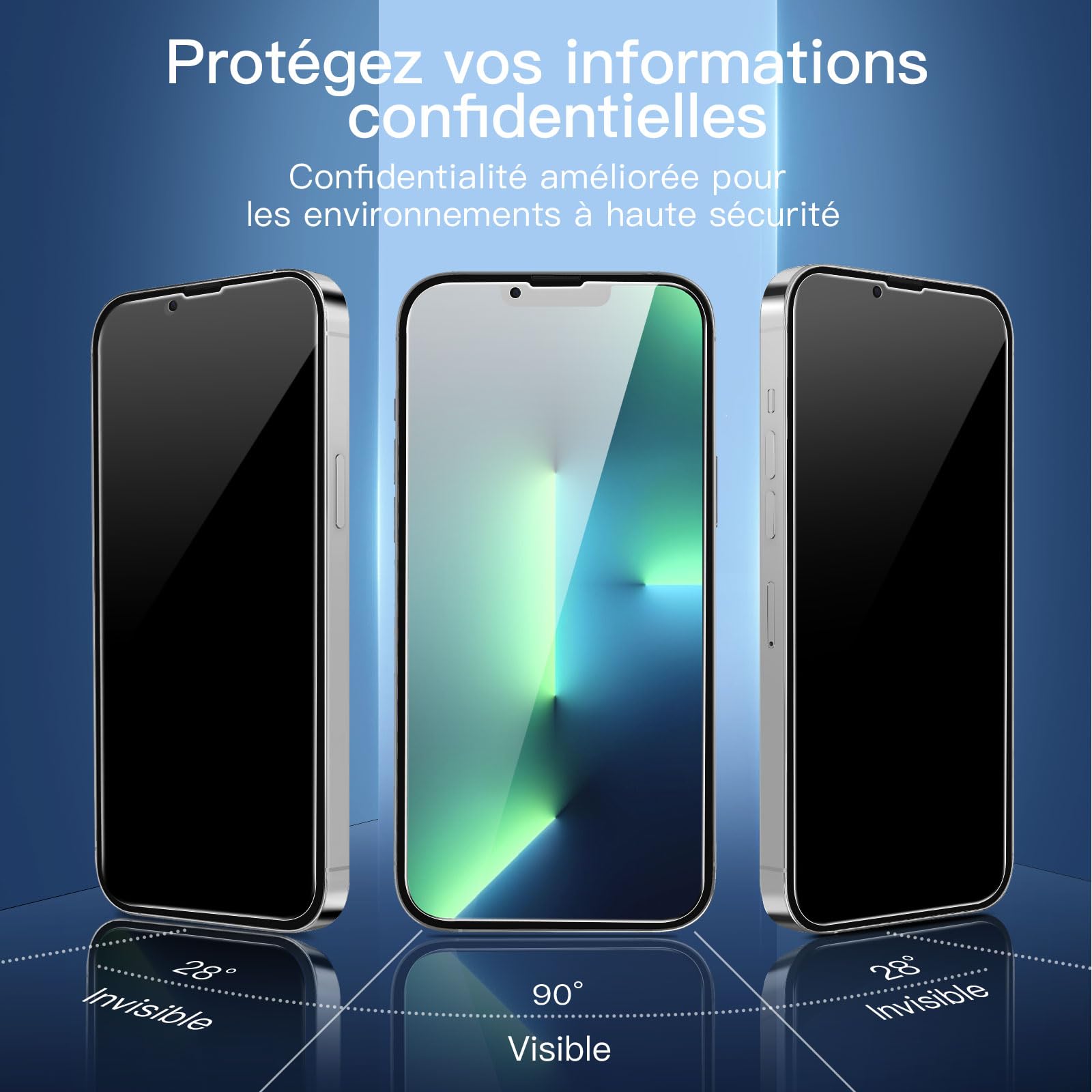 NEW'C 3 Sztuki, Prywatność Ochraniacz Ekranu dla iPhone 13 Pro Max, iPhone 14 Plus (6,7 Cala), Udoskonalony Kąt Prywatności 28 Stopni, Ultra Trwała Twardość 9H, Bez Bąbelków