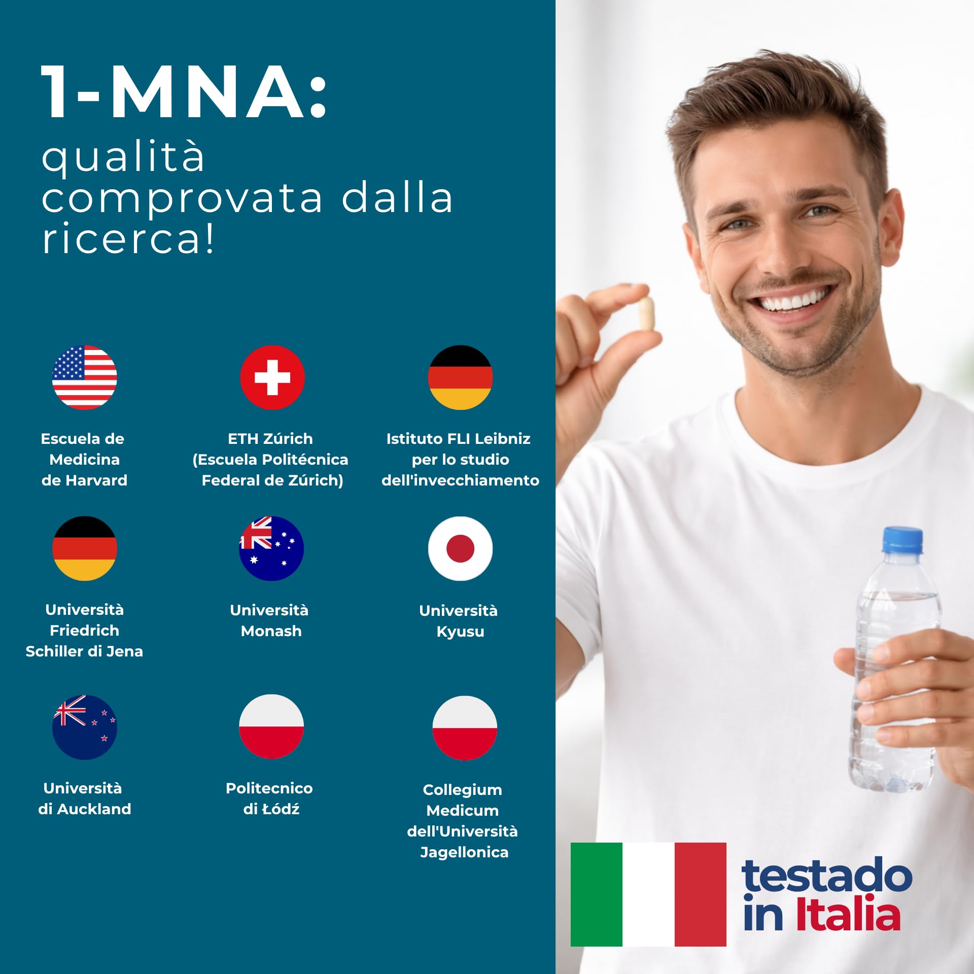 1-MNA, Integratore Anti-Età, Ottimizza NAD+, Biohacking, Supporto per la Salute Cellulare, Formulato Scientificamente con Biodisponibilità Maggiorata, Vegan, 30 Compresse