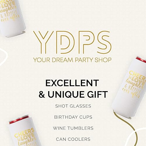 Vista 65 de Juego de 12 decoraciones para latas de boda, Cheers to Love Laughter and Happily Ever After, decoración de cena de ensayo de boda, despedidas