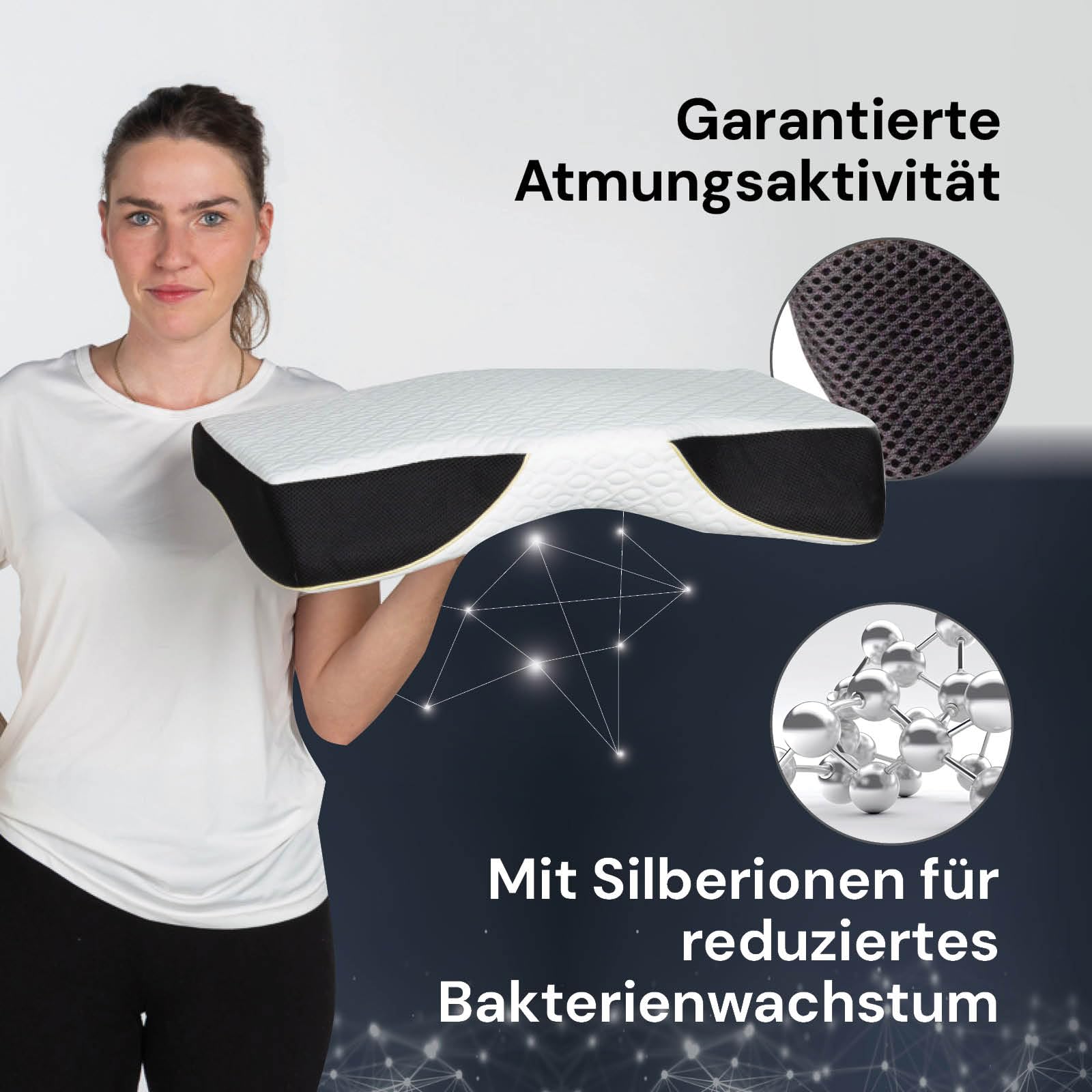 Vitapur Antischnarchkissen MemoSilver Ionity Nackenkissen mit Silberionen