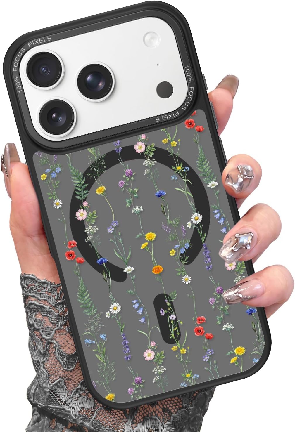 bicol Magnetic Case for iPhone 17 Pro, Cute Floral Matte Phone Cover image 2