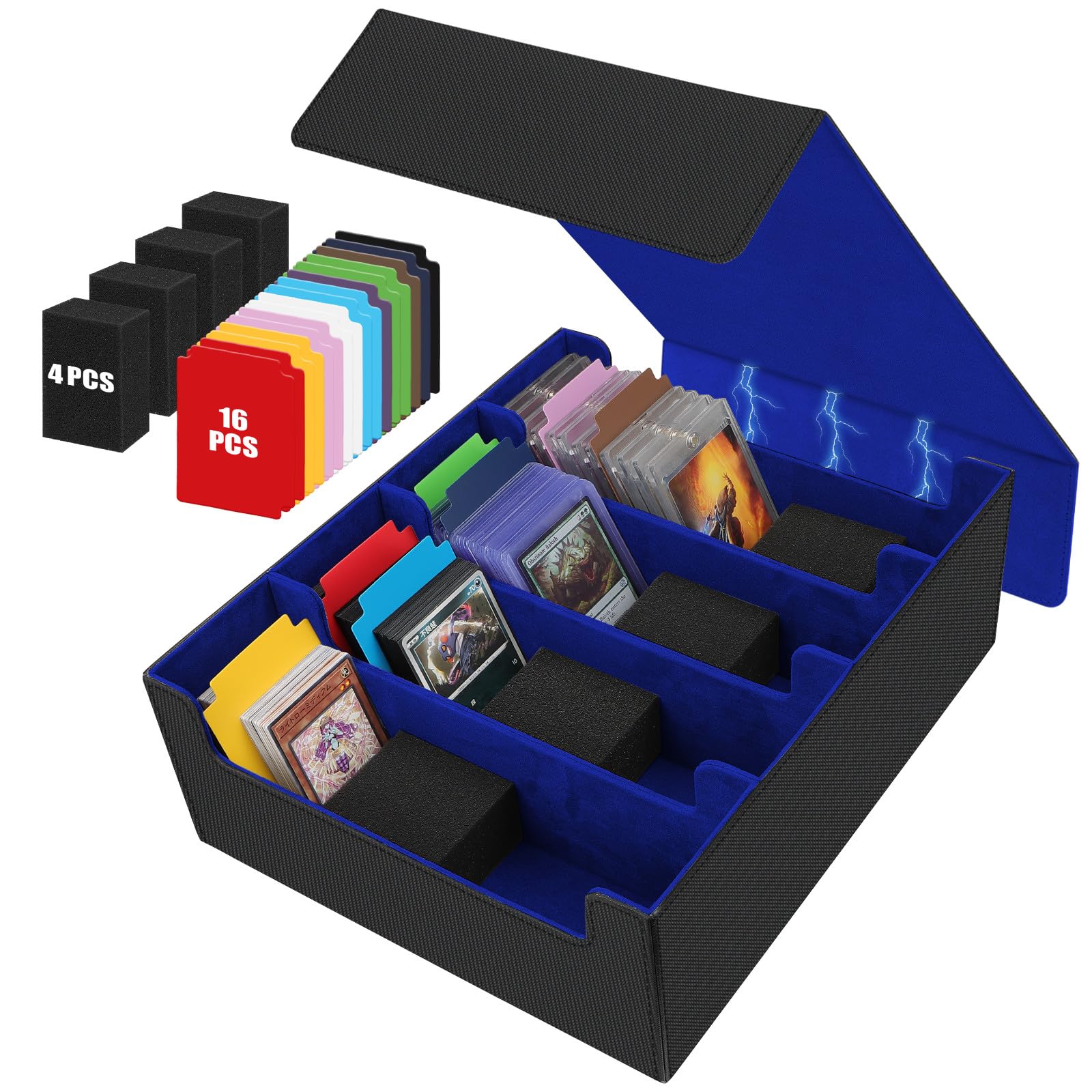 AOBOPLE 3400 Trading Card Storage Box Storage Box for Top Loaders Hold 616 PU Magnetic Card Box with