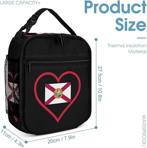 Miniatura 2 de I Love Florida Red Heart Insulated Lunch Bag for Women Men Reusable Lunch Box Tote Bag for Work Travel