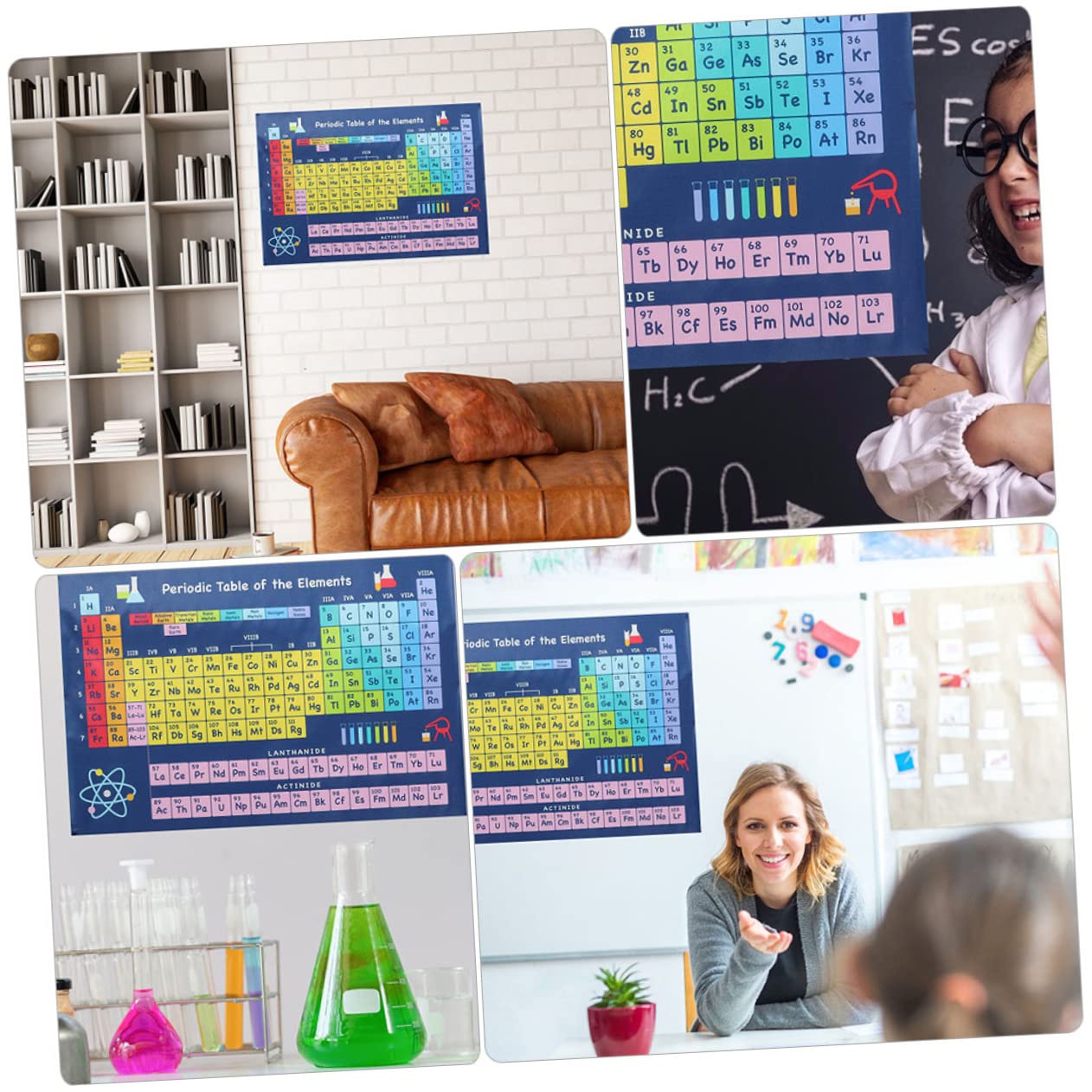 Gogogmee 6pièces Affiche Périodique De Chimie Poster Éducatif Pour Salle De Décoration Apprentissage Pour Garçon Fille Et Étudiants