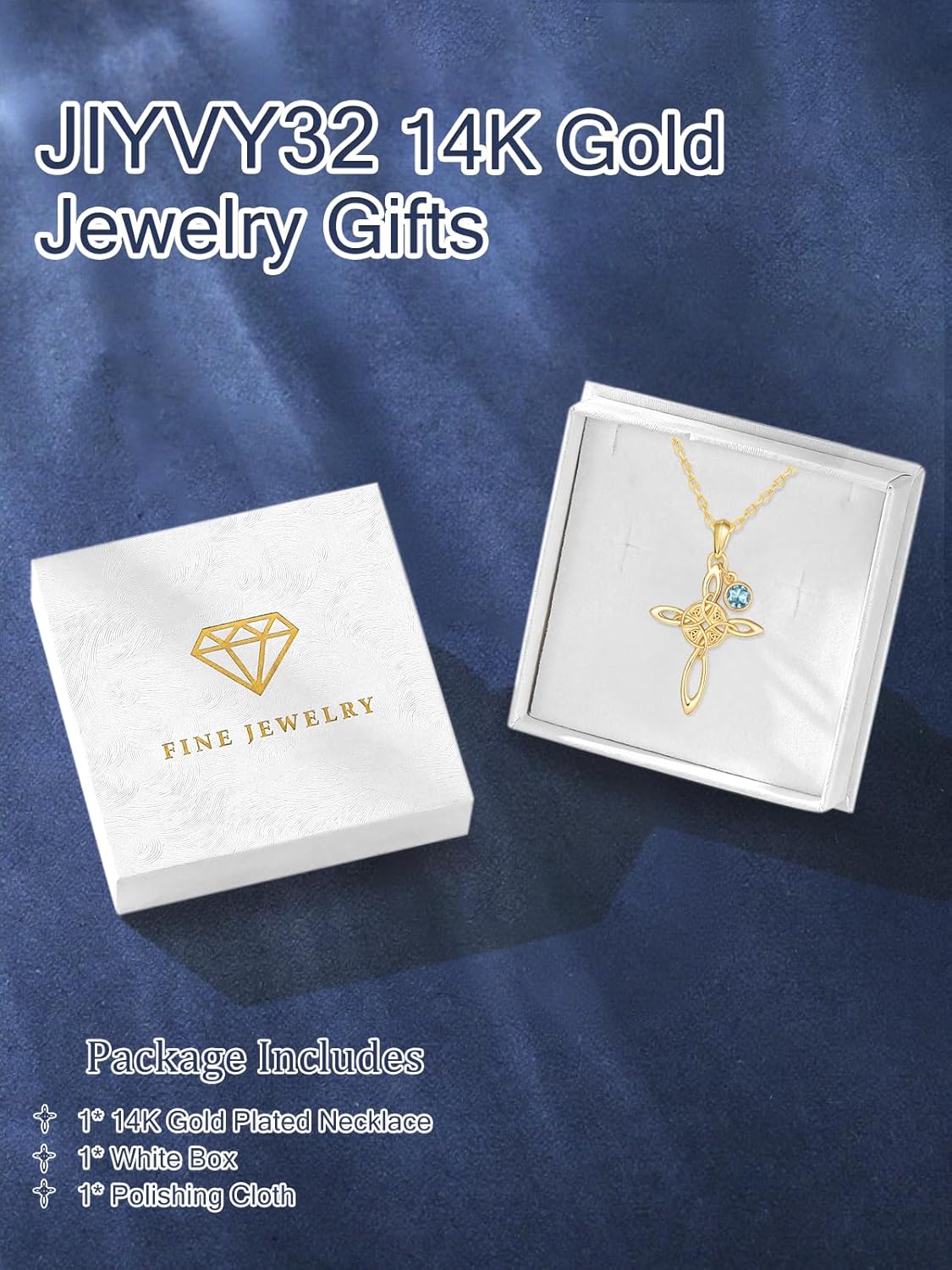 Witches Knot Necklace for Women, 14K Gold Celtic Knot Cross Jewelry with Triquetra Trinity with Birthstone Pendant, Birthday Witchy Spiritual Gifts for Her Wife Mom Grandma, 18+2 Inch Chain