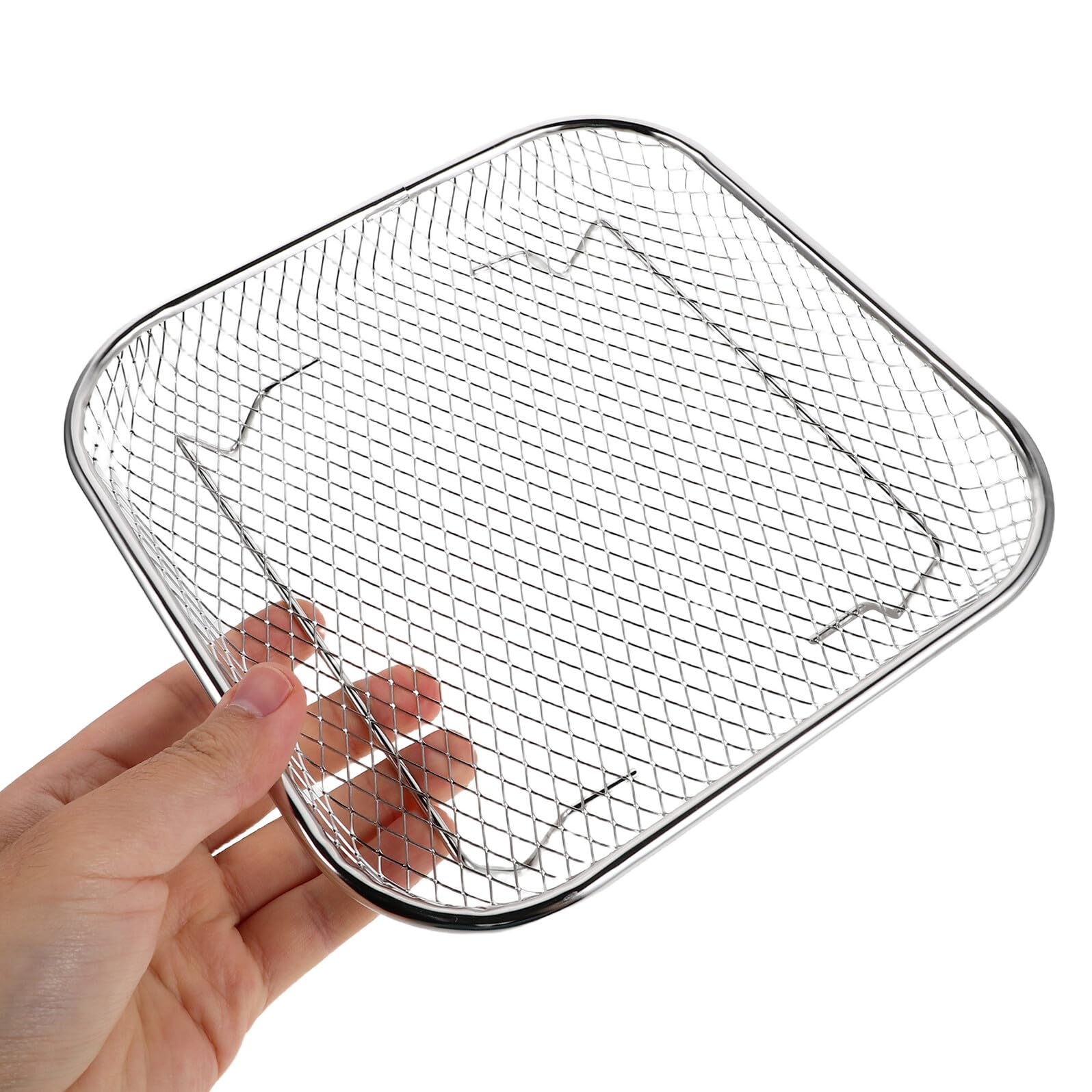 Homoyoyo Accessori Friggitrice Aria Quadrata in Acciaio 304 Supporto Impilabile per Grigliare Cuocere Vapore e Disidratare con Rete Filtrante Olio e Piedini Antiscivolo Facile da Pulire