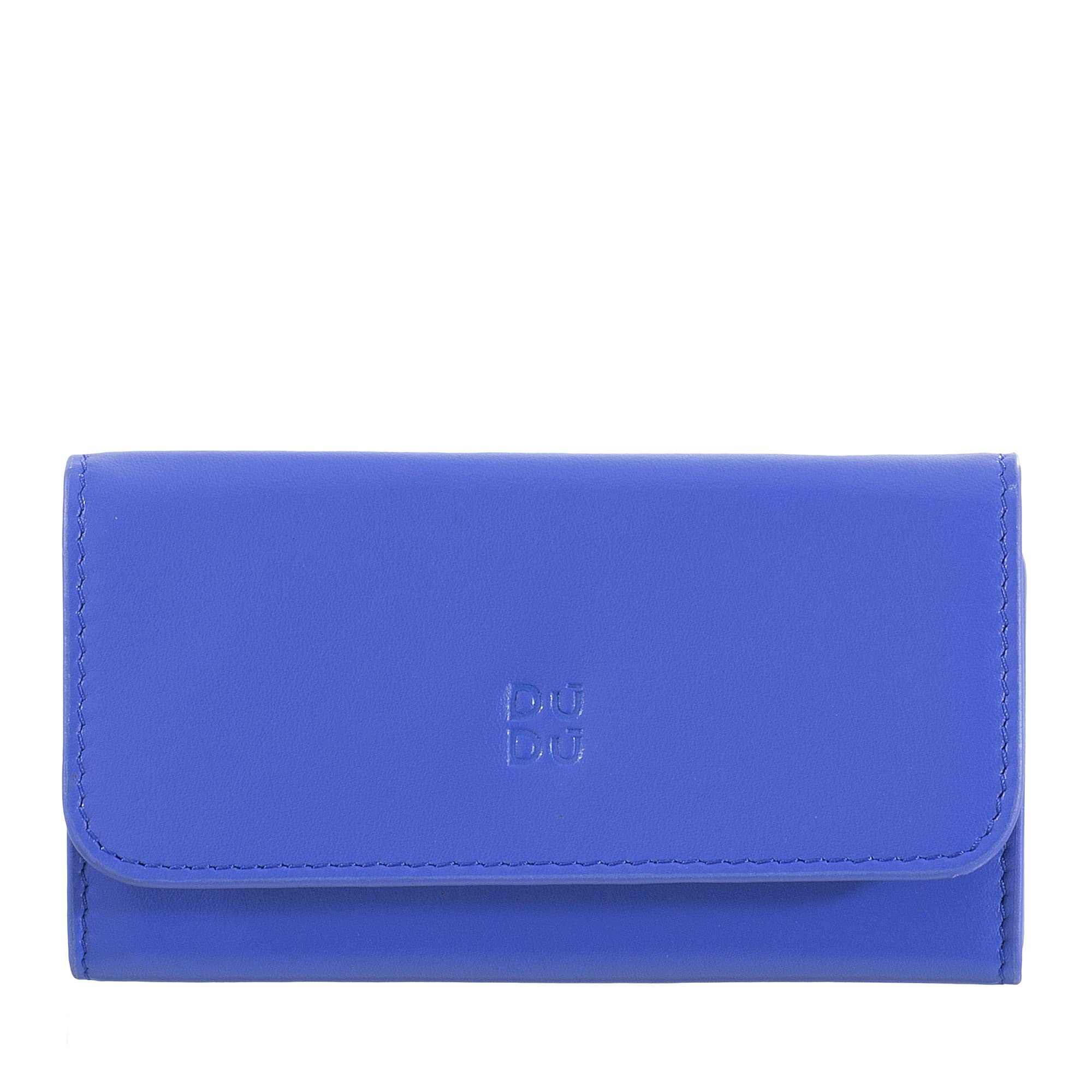 DUDU Astuccio Portachiavi in Pelle Colorato con 5 Anelli per Chiavi di Casa Auto, Design Minimal, con Bottone Fiordaliso