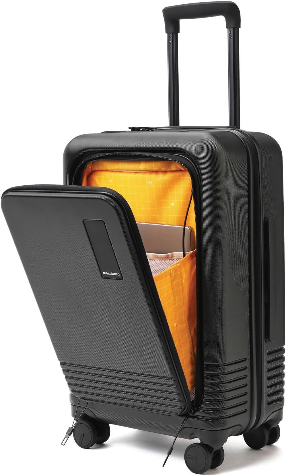 The Cabin Pro Luggage 58cms Cabin Size German Makrolon Poly-Carbonate Hard Sided 8 Hinomoto Wheels Suitcase Trolley (Black)