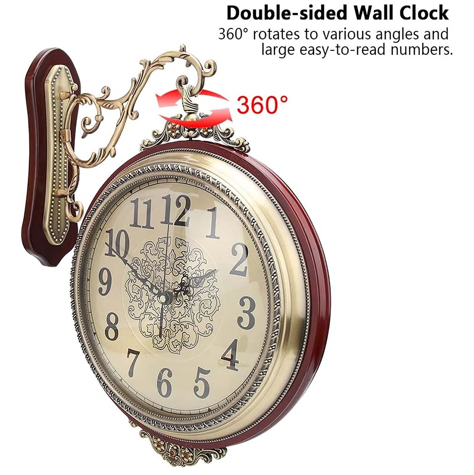 Reloj De Pared, Silencioso, Retro, De Doble Cara, Decorativo, Redondo, Sin Tictac, Funciona con Pilas, Ideal para Dormitorio Y Sala De Estar. Reloj De Bolsillo Creativo,