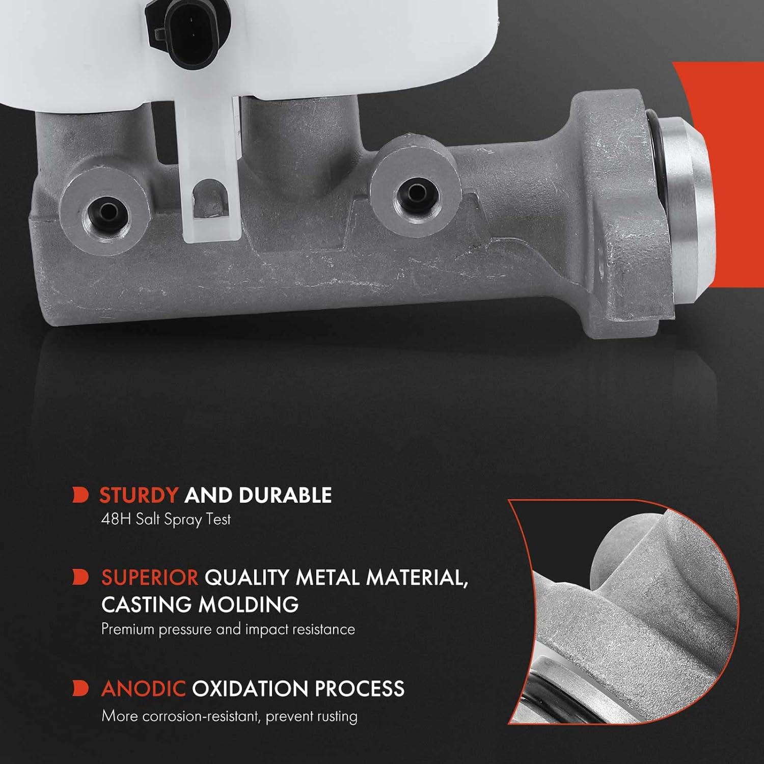 A-Premium Brake Master Cylinder with Sensor Compatible with Chevrolet and GMC Vehicles - Silverado 1500, Sierra 1500, 2008-2013, Bore size 13/16", Without Active Brake Control (Without RPO Code JL4)