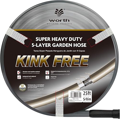 Miniatura 7 de Worth Manguera de jardín corta gris con plomo de 5/8 pulgadas x 3 pies, sin torceduras, sin fugas, accesorios macho/hembra, tubo de agua resistente
