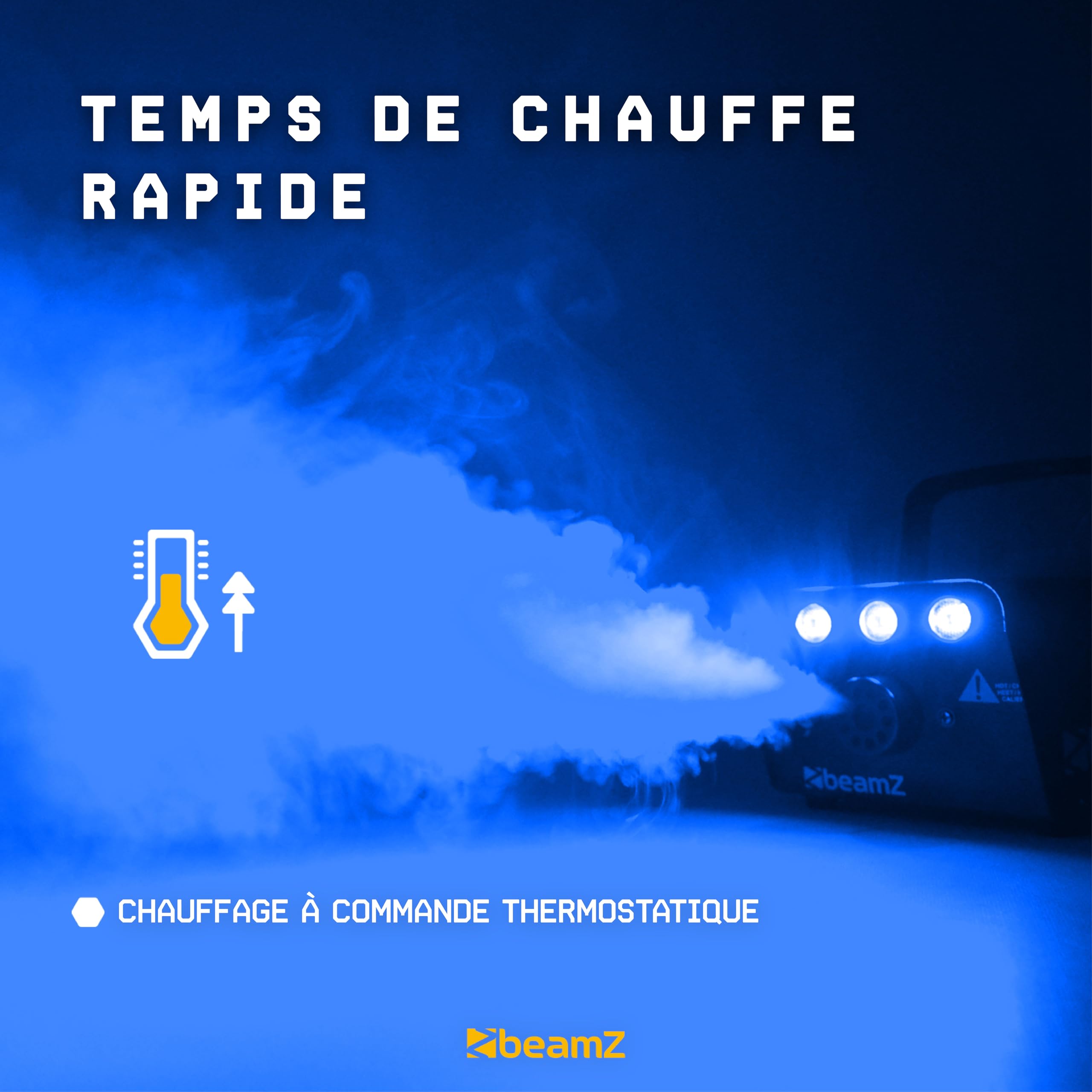 Beamz S700-LED Machine à Fumée avec LED Effet Glace, 700 Watts, 3x LED Bleu, 75m3 de Fumée par Minute, Réservoir de 250ml, Télécommande Filaire, Idéal pour Soirée, Animation et Mariage