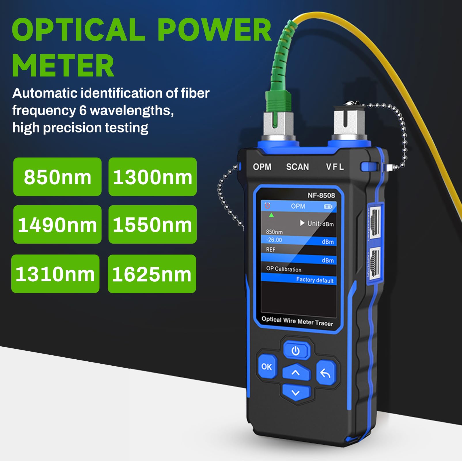 Netwerkkabeltester met optische vermogensmeter, multifunctionele LCD-draadtracker met PoE, Ethernet-kabeltracer met NCV, poortflitser voor RJ11 RJ45 LAN-kabeltoner Cat5 Cat6-ondersteuning Type-C oplad