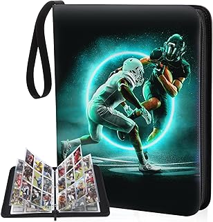 Football Card Binder 9 Pocket - Lictin Football Card Holder, 3 Ring Trading Card Binder, Sports Card Binder Collection Trading Card Albums Fits 810 Cards with 45 Removable Sleeves