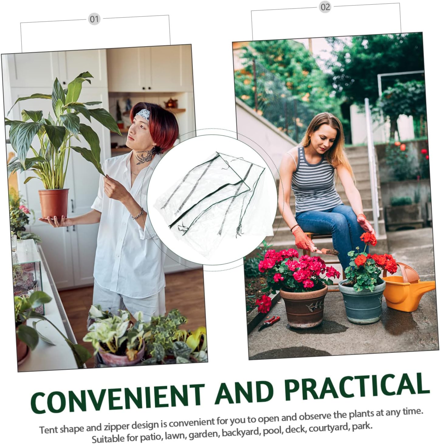 Sosoport PVC Mini Greenhouse Cover for Indoor and Outdoor Use Replacement Cover Zipper Door and Roll-Up Shade for Plants