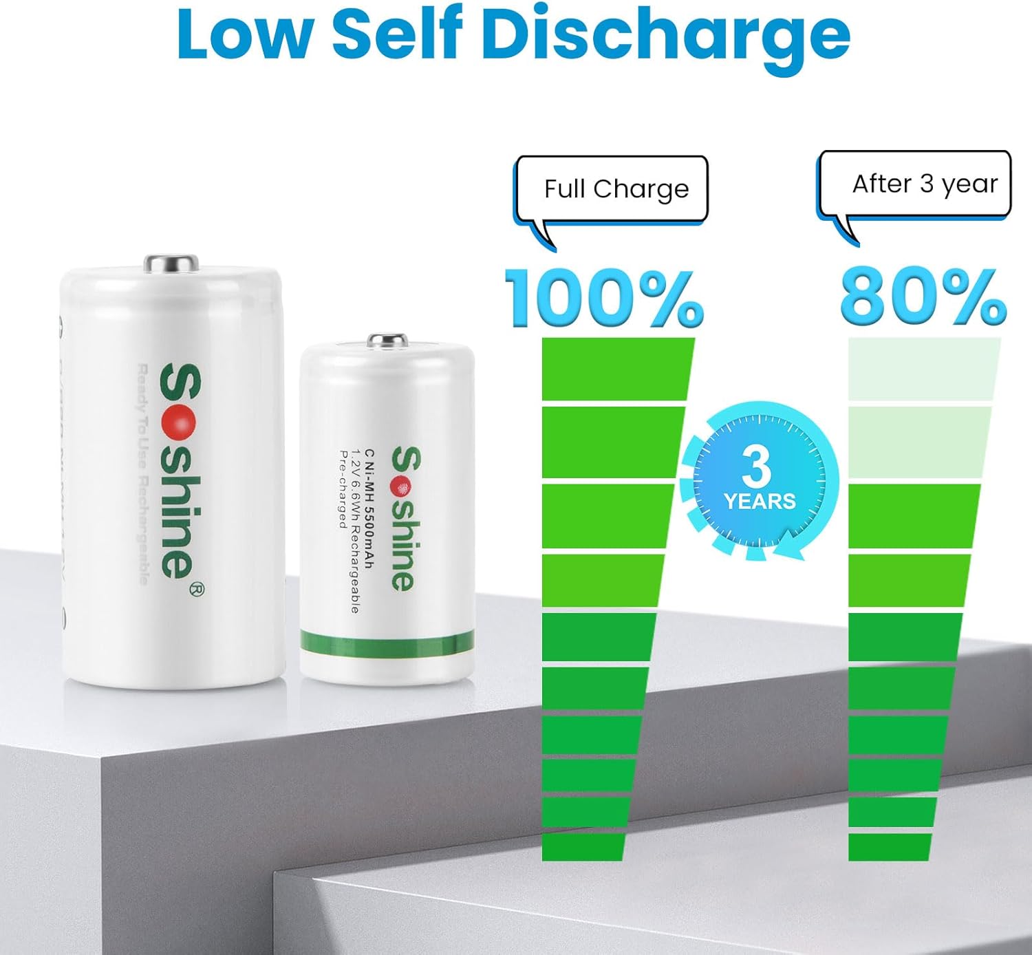 Soshine AA AAA Battery Charger,8 Bay C D Battery Charger for AAA/AA/SC/C/D Ni-MH Ni-CD Batteries (USB Fast Charging, Independent Slot) (C02+D11000)