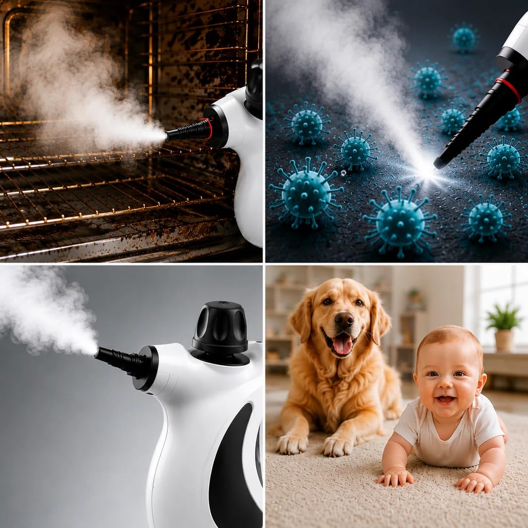 Cleandampf Dampfreiniger – 145–172°C, 6–8 bar, 1,5 L Tank | Chemiefreie Tiefenreinigung, Kindersicherung, Zubehör inklusive, für Zuhause & Gewerbe, hochwirksam