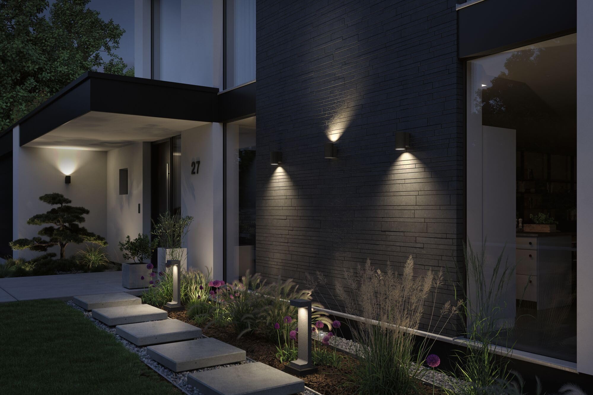Paulmann 94500 Luminaire d'extérieur LED Concrea IP44 incl. 1x6,8 watts appliques d'extérieur grès noir éclairage de jardin béton 3000 K