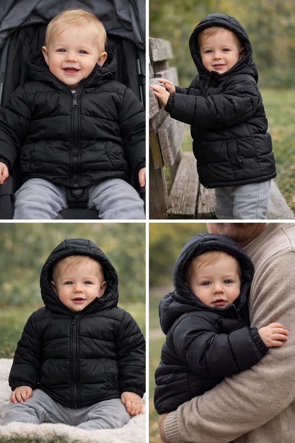Revess Infant Boys Fleece-Lined Hooded Puffer Jacket- Quilted Coat, 6 Pack, Assorted Colors, Sizes 6-24 Months