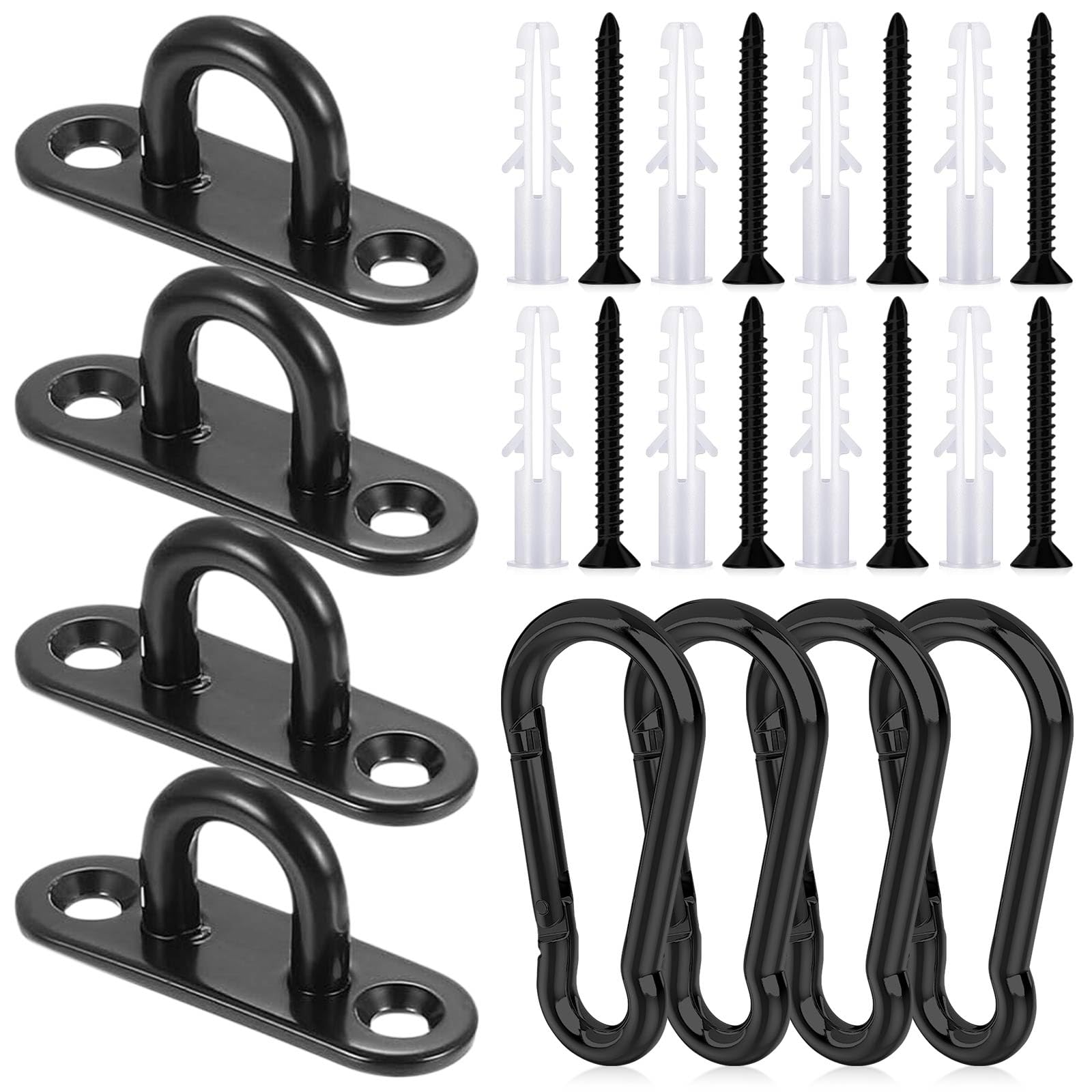 Piastra per occhi in acciaio inox, 4 occhielli a vite in acciaio inox, piastra per occhi M6 con occhiello, fissaggio per ganci da soffitto, fissaggio a parete, tenda da sole, amache