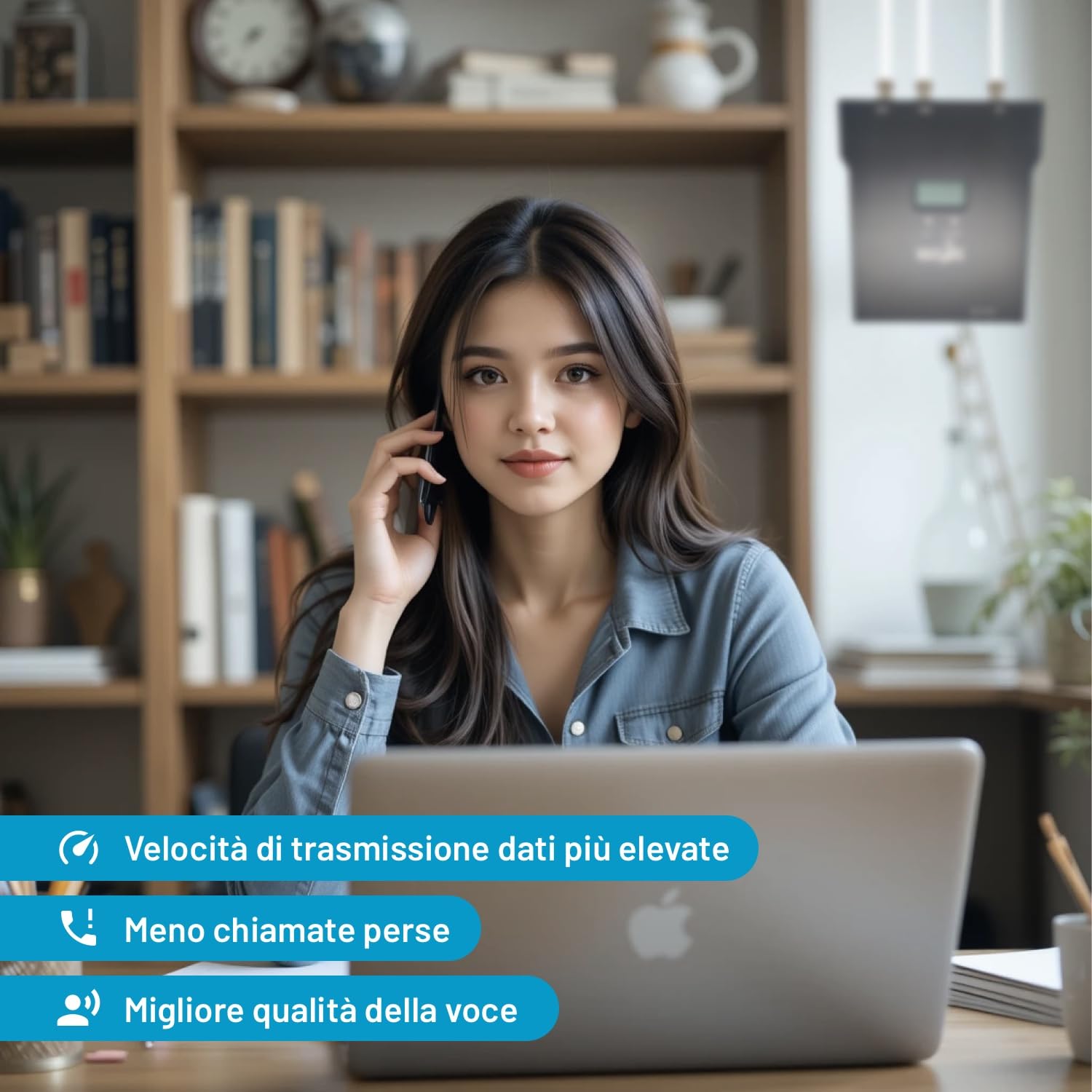 Amplificatore Segnale Cellulare Banda 1/3/8 (900/1800/2100 MHz) - Ripetitore Segnale Cellulare per Operatori Europei Tre, TIM, Vodafone, Iliad - Amplificatore Data & Call Casa/Ufficio