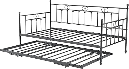 Miniatura 7 de FULLJOJOR Sofá cama de metal con nido sofá cama con nido emergente sofá cama cama individual para adultos invitados soporte de listones de acero