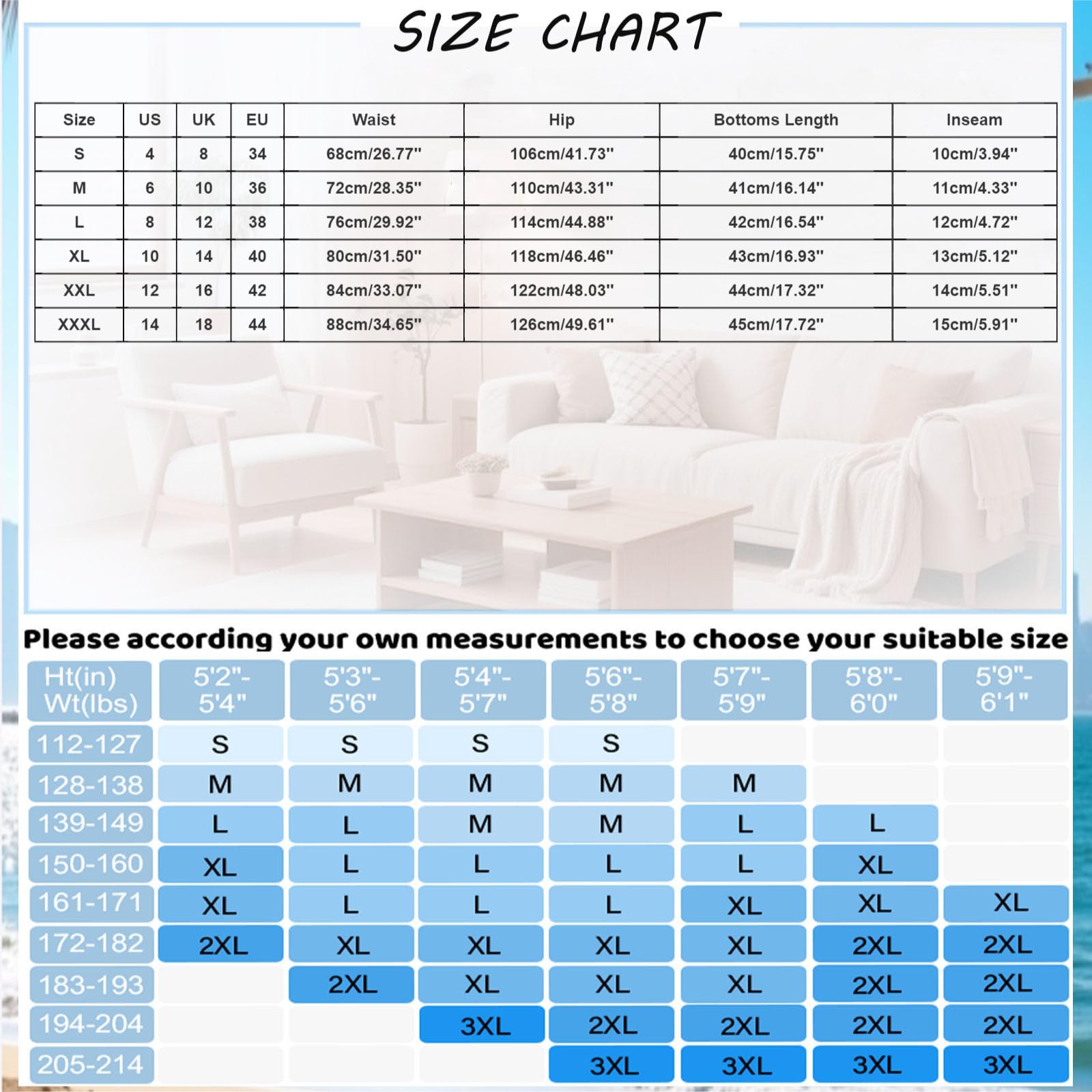 Generisch Bikini pour femme avec short, short d'été décontracté avec taille élastique, short de plage confortable