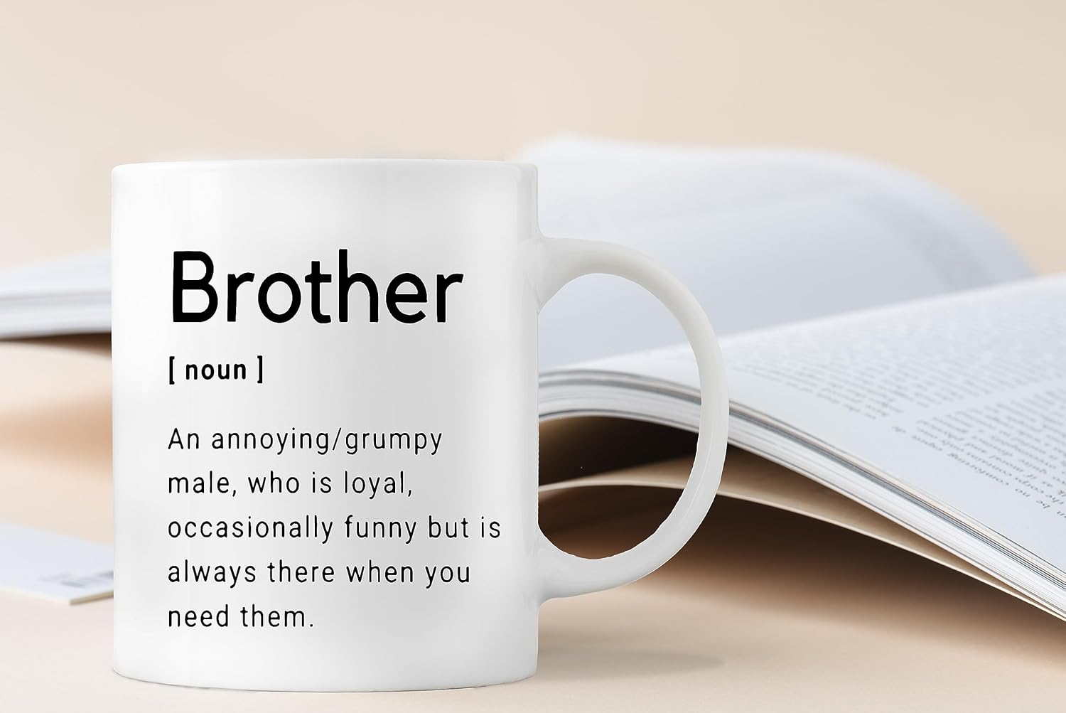 QASHWEY Gifts for Brother Coffee Mug, Big Little Brother Gift, BrotherBirthday Gifts from Sister, Thank You Gift for BrotherCoffee Cups Ceramic 11oz, BrotherDefinition Tea Cup - Image 4