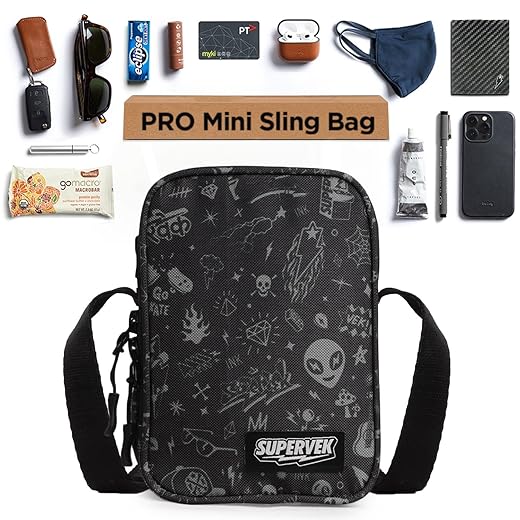 SUPERVEK OG Culture Mini Sling Bag PRO - Waterproof, Adjustable Fly Strap | Small Urban Streetwear Travel Outdoors Crossbody Chest Bags For Men Women