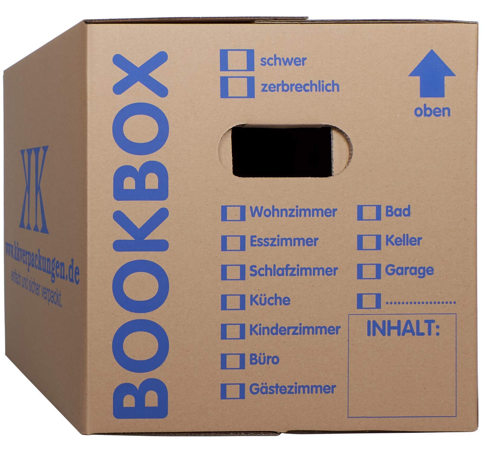 KK Verpackungen Bücherkartons 25 Stück 405x330x353 mm 2-wellig Tragkraft 50 kg Umzugskarton