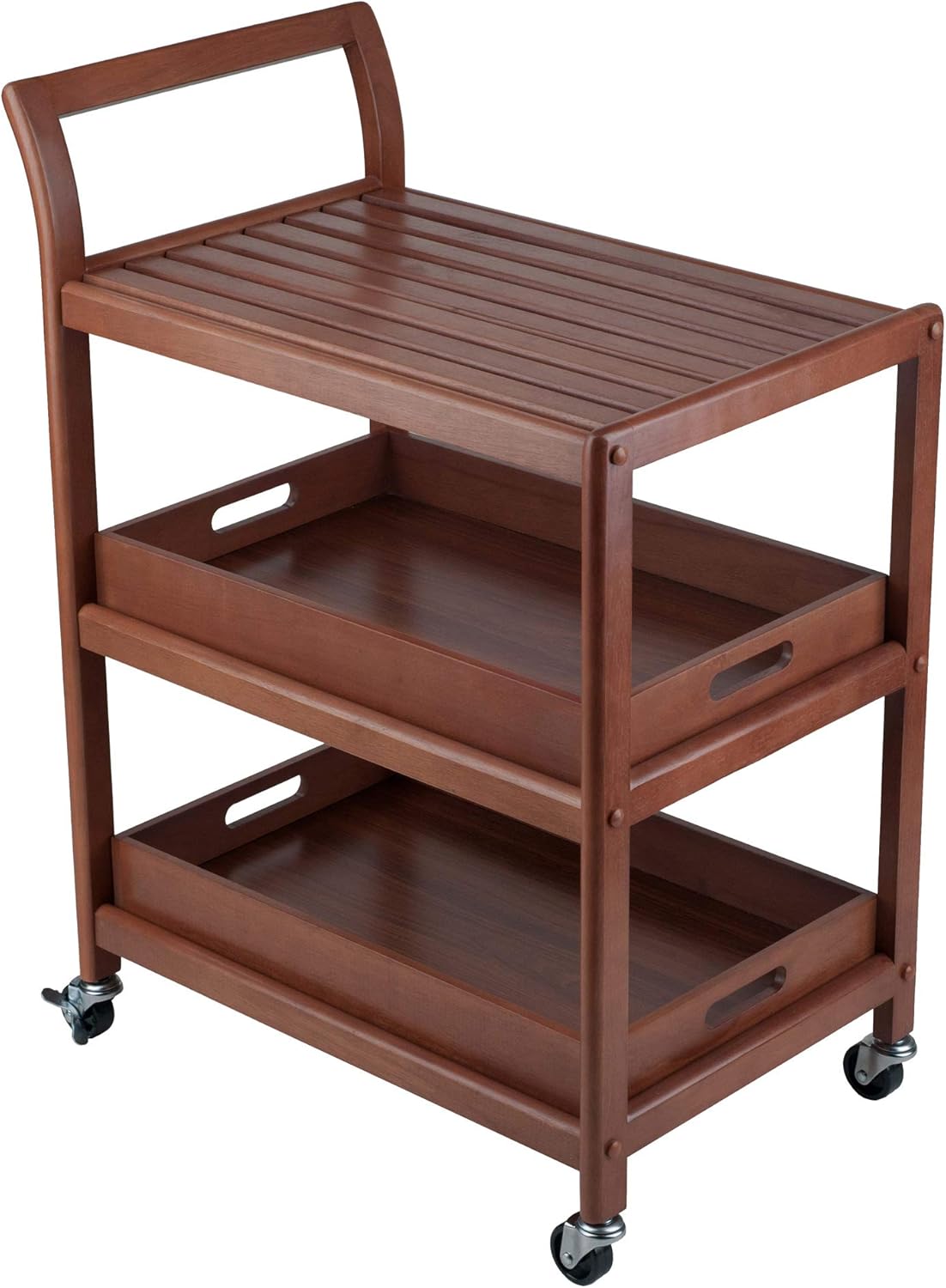 Winsome Albert 3-Tier Serving Cart, Rolling Utility Bar Cart with Wheels for Snacks, Drinks, Kitchen Essentials, Storage & Organization for the Home or Apartment