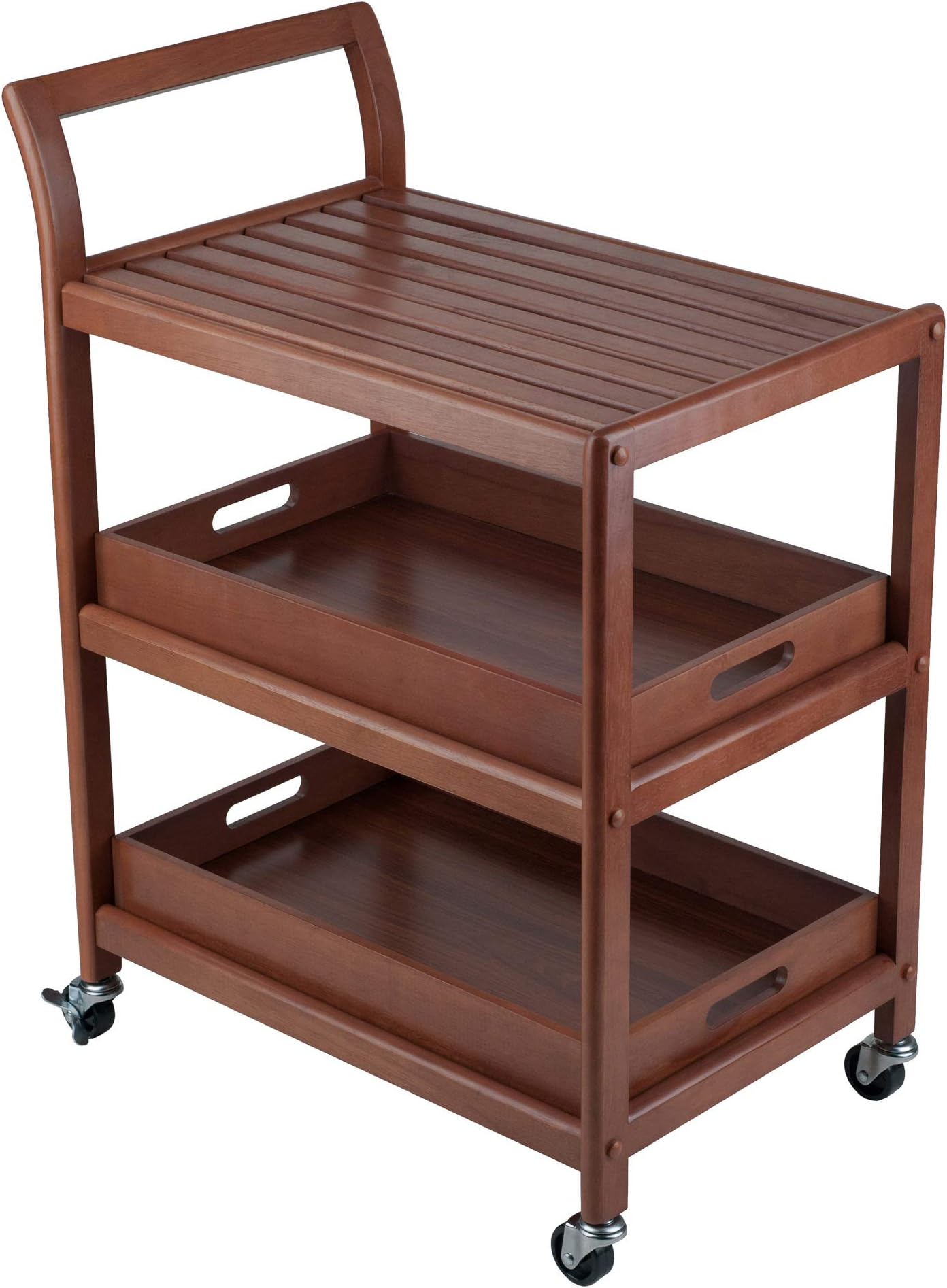 Winsome albert entertainment kitchen cart, walnut, 24.8x15.98x33.27