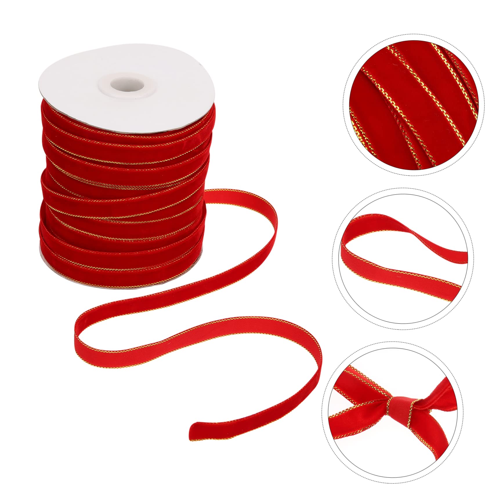 VILLCASE 4 Rollen Samtgürtel seidenband ribbon weihnachtsgeschenke für stoffbänder tannenbaum fertig geschmückt Geschenkband weihnachtsbanddekoration Weihnachtsbogenband rotes Velourband