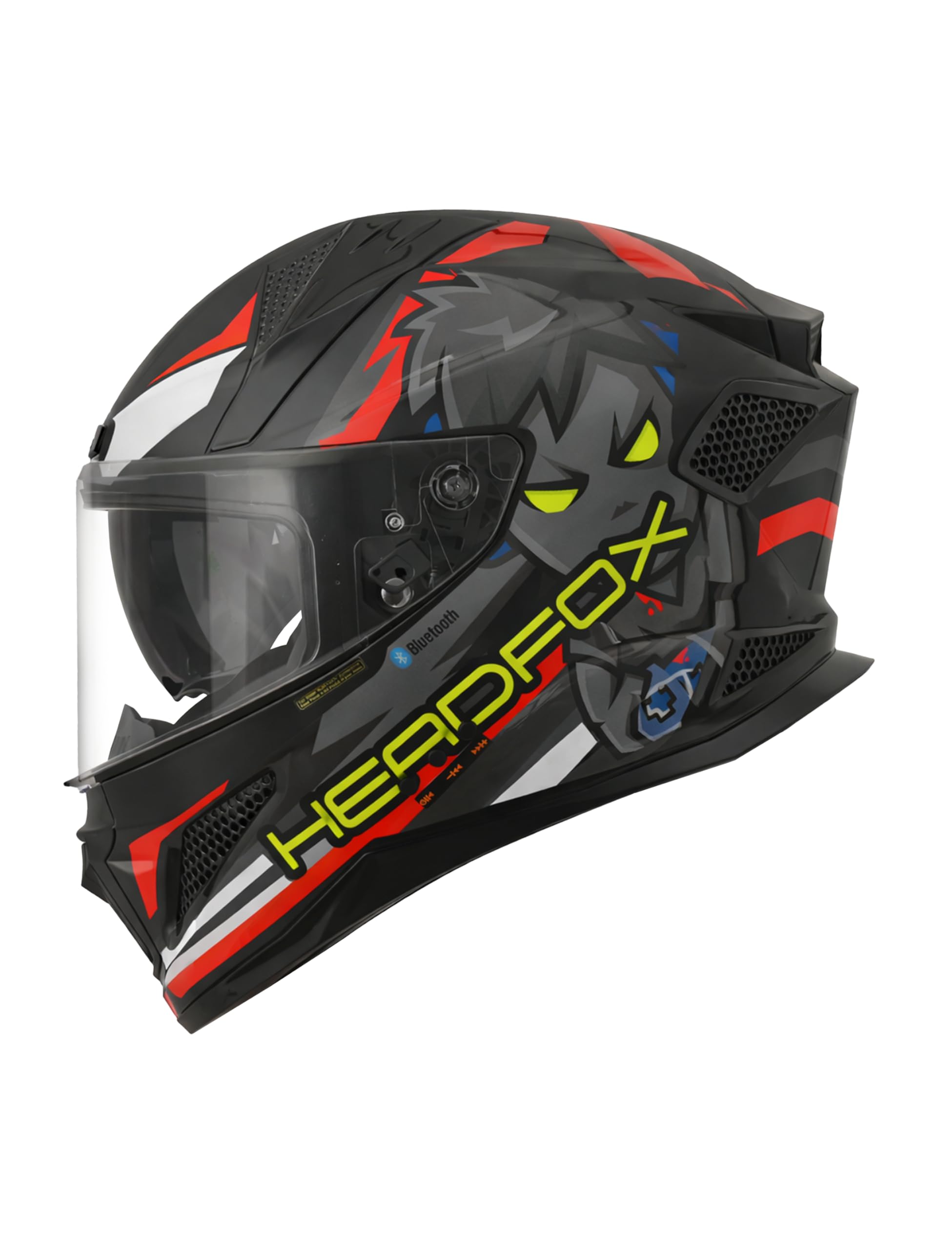 HEADFOX N2F Shady Full Face Bluetooth Helmet for Bike | Waterproof Smart Helmet for Men & Women | ISI Certified | Built-in Bluetooth & LED Lights | Matte & Gloss Finish