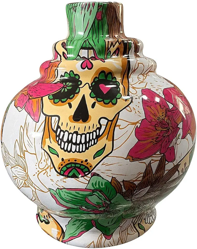 Vaso Vidro Base Narguile Pequeno Caveira Mexicana