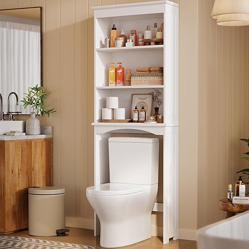 Gizoon Gabinete de almacenamiento sobre el inodoro, organizador de baño sobre el inodoro, armario de almacenamiento de baño con estante ajustable,