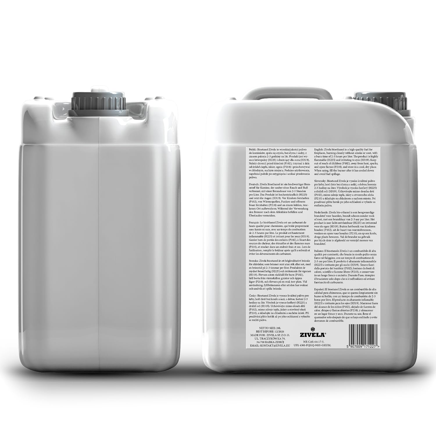 Bioéthanol 96,6% Pur - 15 Litres (3x5L) - Pour Cheminée Éthanol - Combustion Propre Sans Odeur - ZIVELA