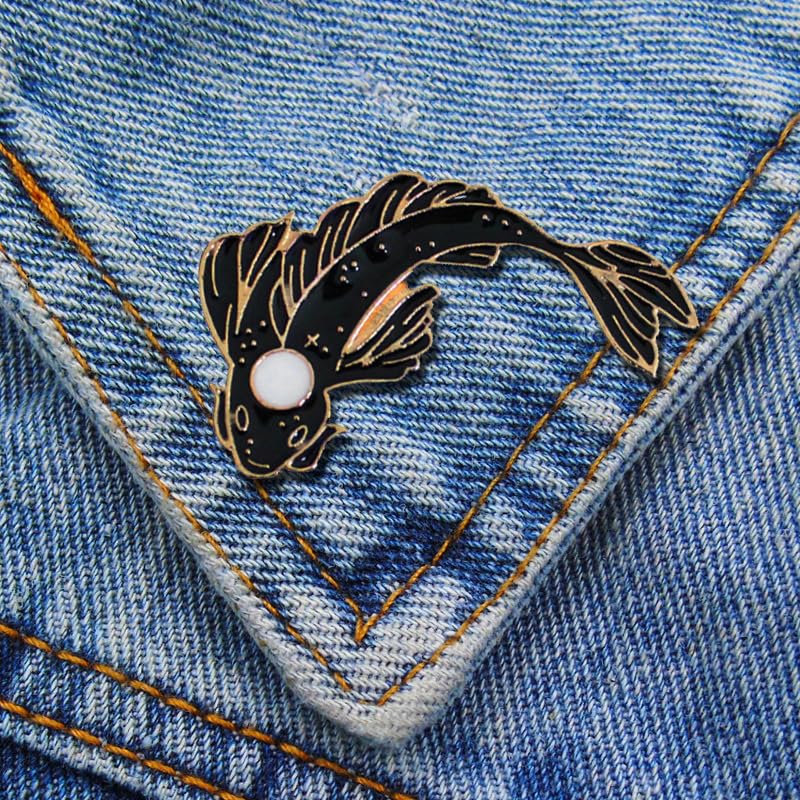 Image of 2Pcs coadipress Lovely Fish Brooch Enamel Lapel Brooches Pin Set Cute Cartoon Koi Fish Pins for DIY Backpacks Clothes Bags Jackets Hat Jewelry Accessories Gift